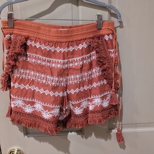 Rachel Zoe eyelet fringe shorts - S
